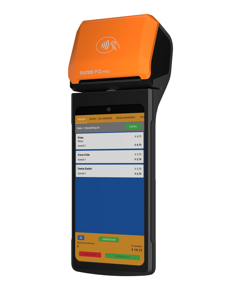 Mobiele kassa in gebruik